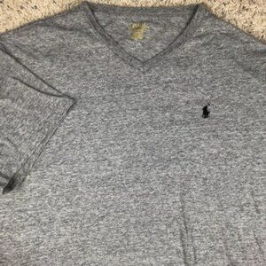 Polo Ralph Lauren T-Shirt Men Large Gray Solid Short Sleeve Cotton V Neck